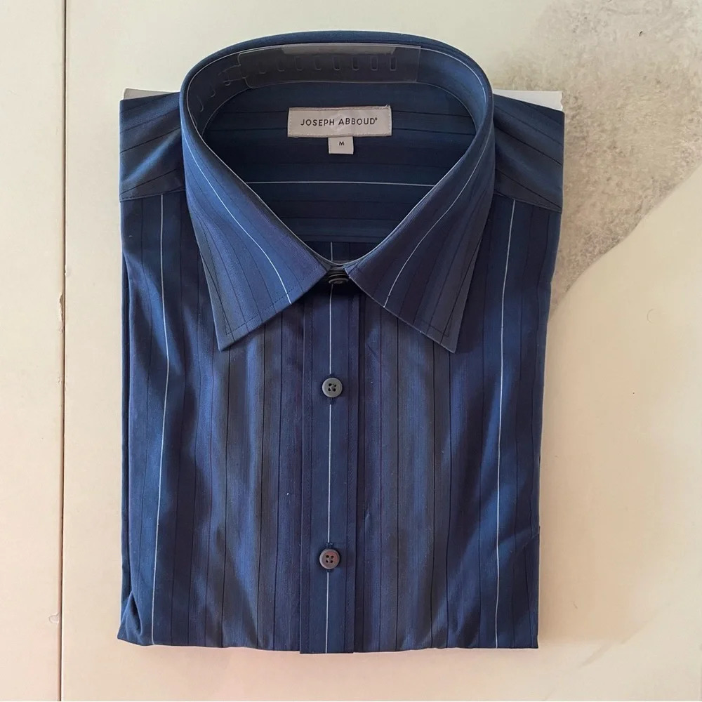 Brand New Joseph Abboud Men’s Collared Button-Down Shirt - Navy Blue Medium
